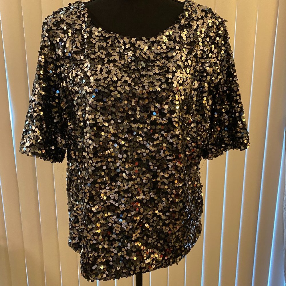 H&M Silver Sparkle Shimmer shirt. Glitz and Glam